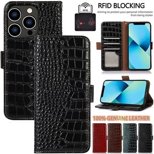 Echt Leder Hülle für iPhone 17 Pro Max 16 14 13 12 Handy Flip Wallet Cases - Bild 1 von 48