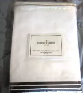 Williams Sonoma Home Providence border King flat sheet brown ribbons New - Picture 1 of 2