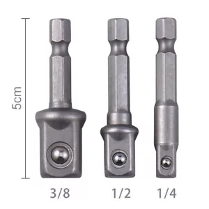 Steckschlüsseladapter Bohrer BIts Set Sechskantschaft 1/4"" 3/8"" 1/2"" 3-teilig Schlagschrauber Werkzeuge - Bild 1 von 6