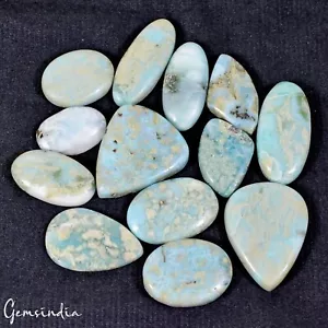 Lote de 13 piedras preciosas sueltas cabujón mezcla cabujón natural dominicano Larimar 25-36 mm 530 quilates - Imagen 1 de 6