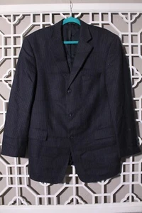 Joseph & Feiss blazer uomo 42R blu nero pied de poule 100% lana di agnello cappotto sportivo - Foto 1 di 22