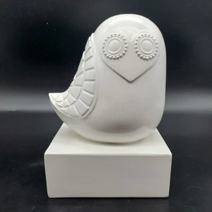 Jonathan Adler Happy Chic Owl White Satin Bookend Resin Sculpture - Picture 1 of 9