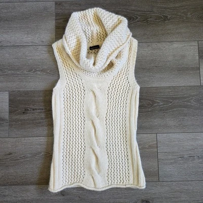 De Colección Moda Internacional Suéter Chaleco Capucha Cuello Grueso Cable Tejido Marfil Y2K Lana  Foto 1 de 4