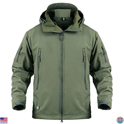 Re Gear Men's Tactical Softshell Fleece Jacket - Army Ops Hooded Outdoor Coat — 第 1/4 张图片