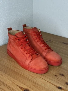 Christian Louboutin Red Suede Louis High Top Sneakers EU 46 - Picture 1 of 10