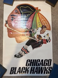 Vintage 1971 Chicago Blackhawks 23 x 35" Poster NHL Sportsgraphics Rare - Bild 1 von 2