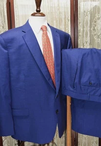 Lauren Ralph Lauren 54 R bright blue 100% wool 2 vent business suit w5j9 - Picture 1 of 16