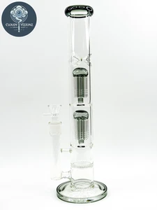 15” Straight Tube Glass Bong – Black Thick Water Pipe Hookah w/ 18mm Bowl - Picture 1 of 12