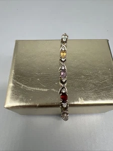 "Brazalete tenis DBJ 925 plata esterlina citrino amatista granate topacio 7"" joyería" - Imagen 1 de 2