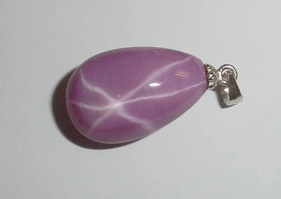 Silver Capped Star Ruby Pendant 6 Rayed Lab-created Opaque Stone OSRP - Image 1 of 4