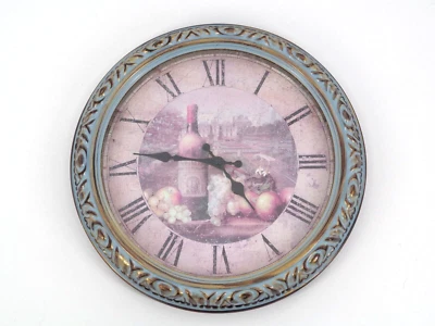 Wall Clock 15 inch Wall Clock with wine background - Image 1 of 3