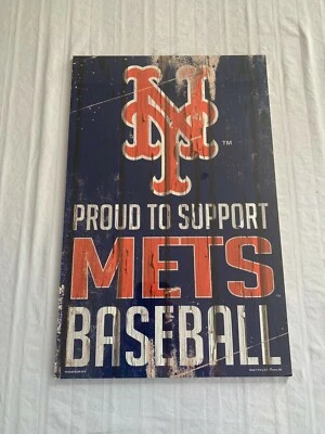 New York Mets MLB 17" x 11" Wood Decorative Indoor Sign Wincraft Brand New - Image 1 of 2