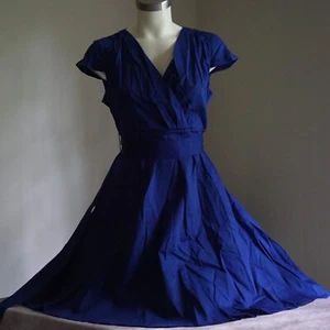 Roosey Womens S Blue 50s Rockabily Prom Dress W/ Pockets Cotton spandex - Picture 1 of 12