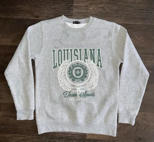 Vintage 90s Style PrettyLittleThing Louisiana Sweatshirt Women's Small Gray - Picture 1 of 6