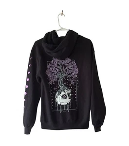 Felpa con cappuccio Spencer Threadless Afterlife nera grafica teschio floreale taglia S nuova con etichetta - Foto 1 di 12