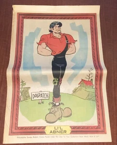 Poster fumetti 1968 Philadelphia Sunday Bulletin Li’l Abner 22” X 15” - Foto 1 di 3