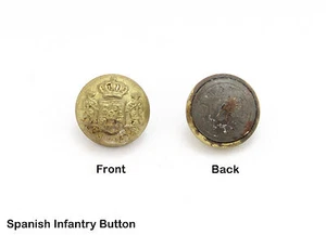Original Small Spanish Infantry Button ~ Span Am War ~ "Infanteria" ~ Paris - Picture 1 of 1