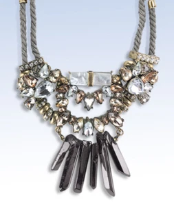 BAUBLEBAR Antiqued Gold-Tone IMELDA Multi-Stone & Crystal BIB Necklace - Picture 1 of 2