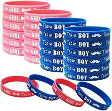 48pcs Gender Reveal Party Rubber Bracelets Boy or Girl Baby Shower Supplies Favo