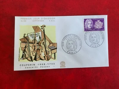 FRANCE 1968 FDC FRANCOIS COUPERIN MUSIC PIANO VIOLIN CELLO RECORDER COMPOSER - Image 1 of 2
