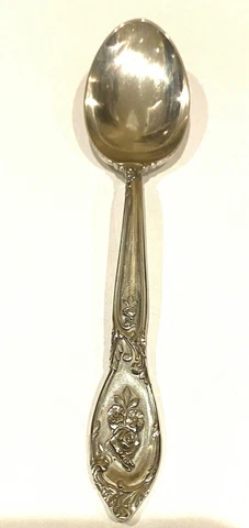 Lunt Sterling Silver Rose Elegance Teaspoon 1958 Engraved 12-25-58 Cover