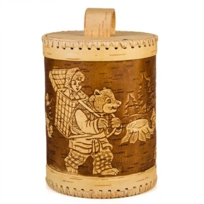 8" Beresta Russian Birch Bark Kitchen Container Dry Food Lidded Storage Jar