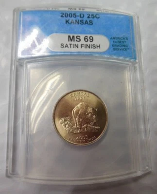 2005-D Kansas State Quarter - ANACS MS-69 Satin Finish   **SUPER NICE COIN** - Image 1 of 2