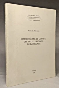REMARQUES SUR LE LEXIQUE DES TEXTES CRITIQUES DE BAUDELAIRE Pittaluga - Imagen 1 de 4
