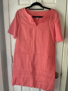 J Jill Love Leinen Missy Tunika Kleid XS koralle Leinen Shirtärmel mit Taschen - Bild 1 von 10