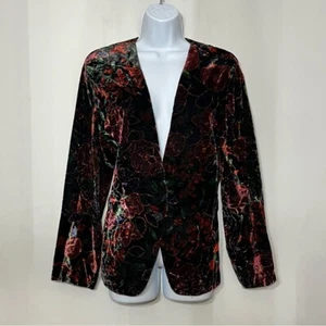 Norton McNaughton Crushed Velvet Burnout Blazer Womens L Corporate Goth - Picture 1 of 10