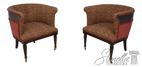 L59148EC: Pair THEODORE ALEXANDER English Style Club Chairs Cover