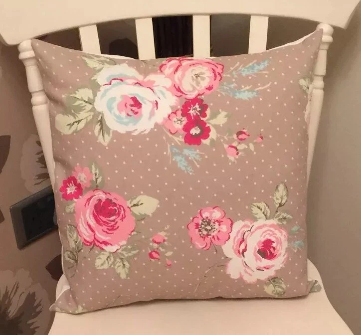 Clarke & Clarke Shabby Chic English Rose Taupe Floral 16" Cushion Cover - Image 1 of 3