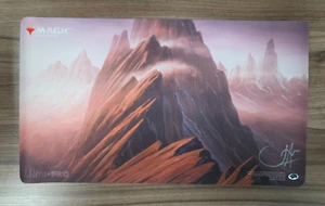 Magic the Gathering Unstable Mountain Playmat John Avon Signed - Picture 1 of 3