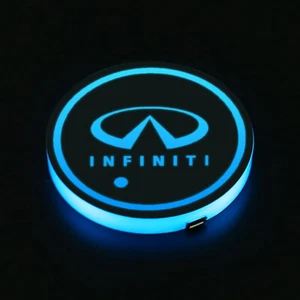 2PCS Seven Colorful LED Car Coaster Cup Holder Mat Pad Accessories for INFINITI - Picture 1 of 3