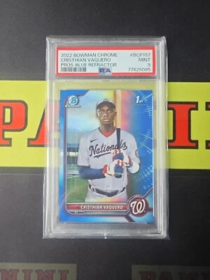 2022 Bowman Chrome Baseball Blue Refractor 1st RC Chisthian Vaquero /150 PSA 9 - Image 1 of 2