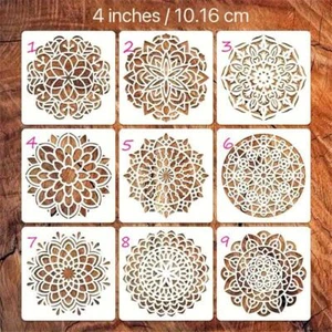 Mandala Flor Redonda Estilo Geométrico Plantilla para Azulejos y Artesanía 4"x 4" - Imagen 1 de 1