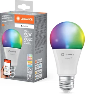 Lampada Led Smart+ Matter, Smerigliata, 9W, 806Lm, Forma a Goccia E27, Luce Colo - Foto 1 di 12