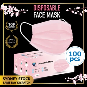 100Pcs PINK BLUSH Disposable Face Mask Protective Masks 3 layer Meltblown Filter - Picture 1 of 3