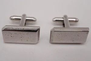Juego de gemelos escudos para hombre diseño de mediados de siglo tono plata joyería para hombre - Imagen 1 de 6