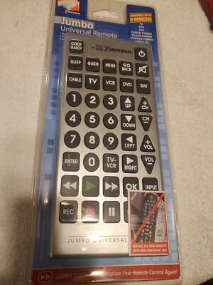 NEW EMERSON GIANT JUMBO BIG BUTTON UNIVERSAL REMOTE TV DVD VCR CABLE SAT - Image 1 of 4
