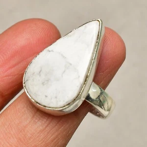Howlite Gemstone 925 Sterling Silver Handmade Jewelry Ring Size 9.5 - Picture 1 of 6