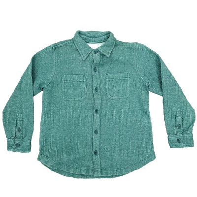 Camisa Hanna Andersson Botón Niños 5 110cm Verde Bolsillos Espiga Algodón LS Foto 1 de 4