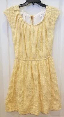 Vestido Lauren Conrad Summer Cottage Core para mujer mediano de algodón usado en excelente estado forrado en amarillo Foto 1 de 4