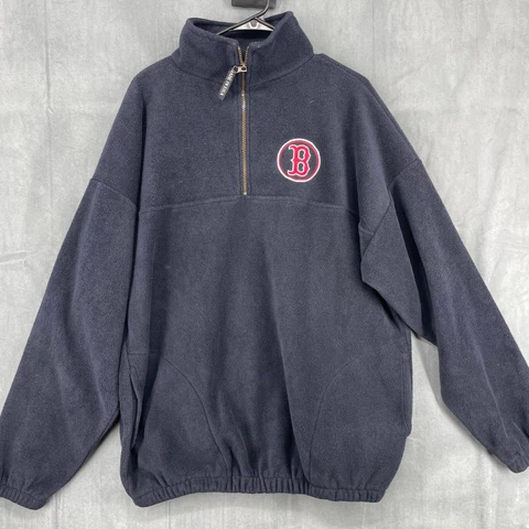 Bosfun Boston Red Sox Sweater Mens XL Navy Blue Long Sleeve 1/4 Zip Made in USA Cover