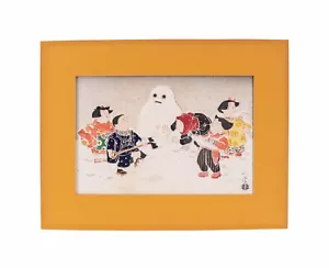 Hasegawa Konobu (Japanese 1848 - 1886) Woodblock print Children making Snow-man - Picture 1 of 10