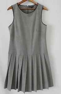 Vestido Theory Mezcla de Lana Gris Jaspeado Sin Mangas Cintura Caída Plisado Talla 10 (US 6) - Imagen 1 de 8