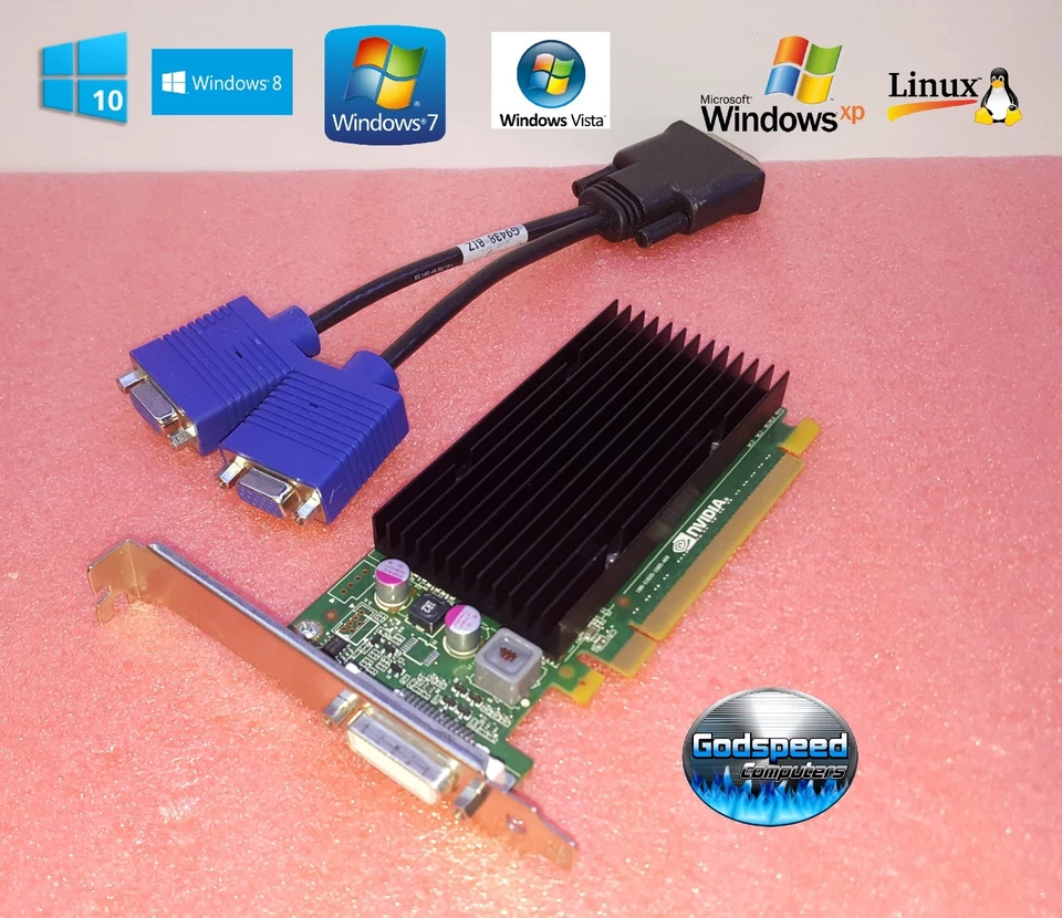 HP Compaq 8000 8100 Elite Tower NVIDIA NVS Dual VGA Monitor Video Card + Cable - Image 1 of 1