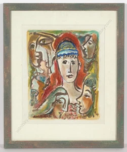 Boris Deutsch (1892-1978) "Jewish bride", mixed media, 1971 - Picture 1 of 12