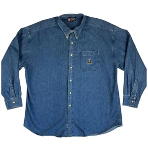Vintage Chaps Ralph Lauren Denim Shirt Mens XL Blue Button Up Western Pocket 90s - Picture 1 of 10