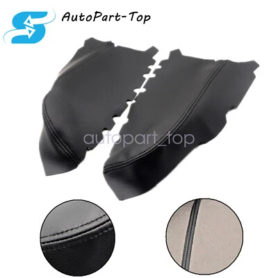 Cubierta de reposabrazos de panel de puerta de cuero para Honda Pilot 2009 2010-2015 delantera negra Foto 1 de 4
